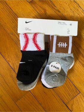 Nike Toddler Sports Socks - Sports Designs, 6 Pack 2-4 Yrs